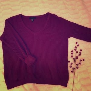 Fuchsia V-Neck Sweater